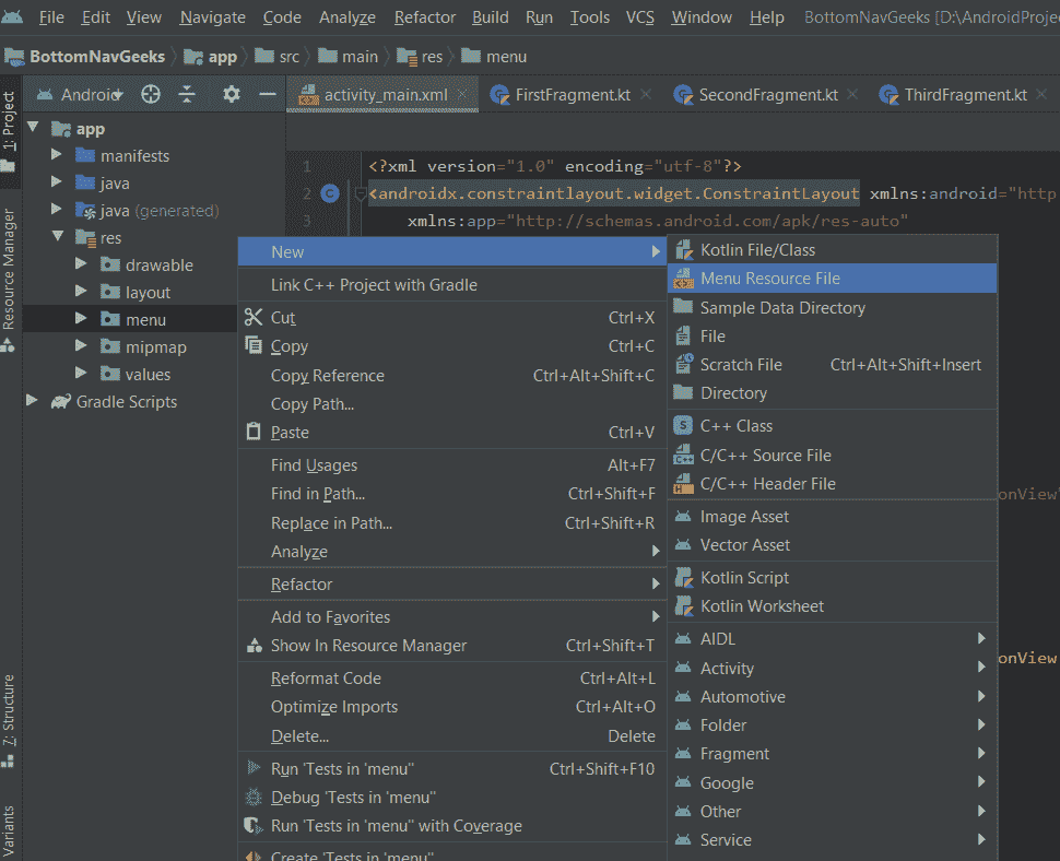 menu resource file