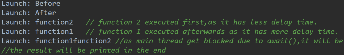 Expected log output 